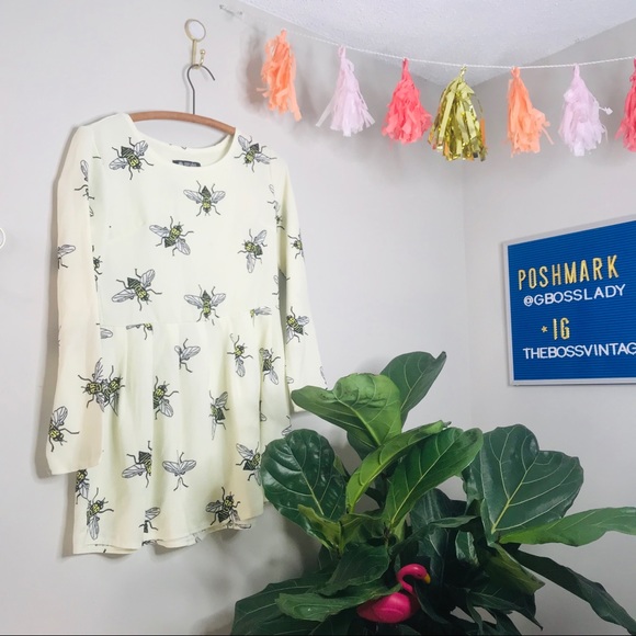 Vintage Dresses & Skirts - Mini Bumble Bee Skimmer Skater Dress